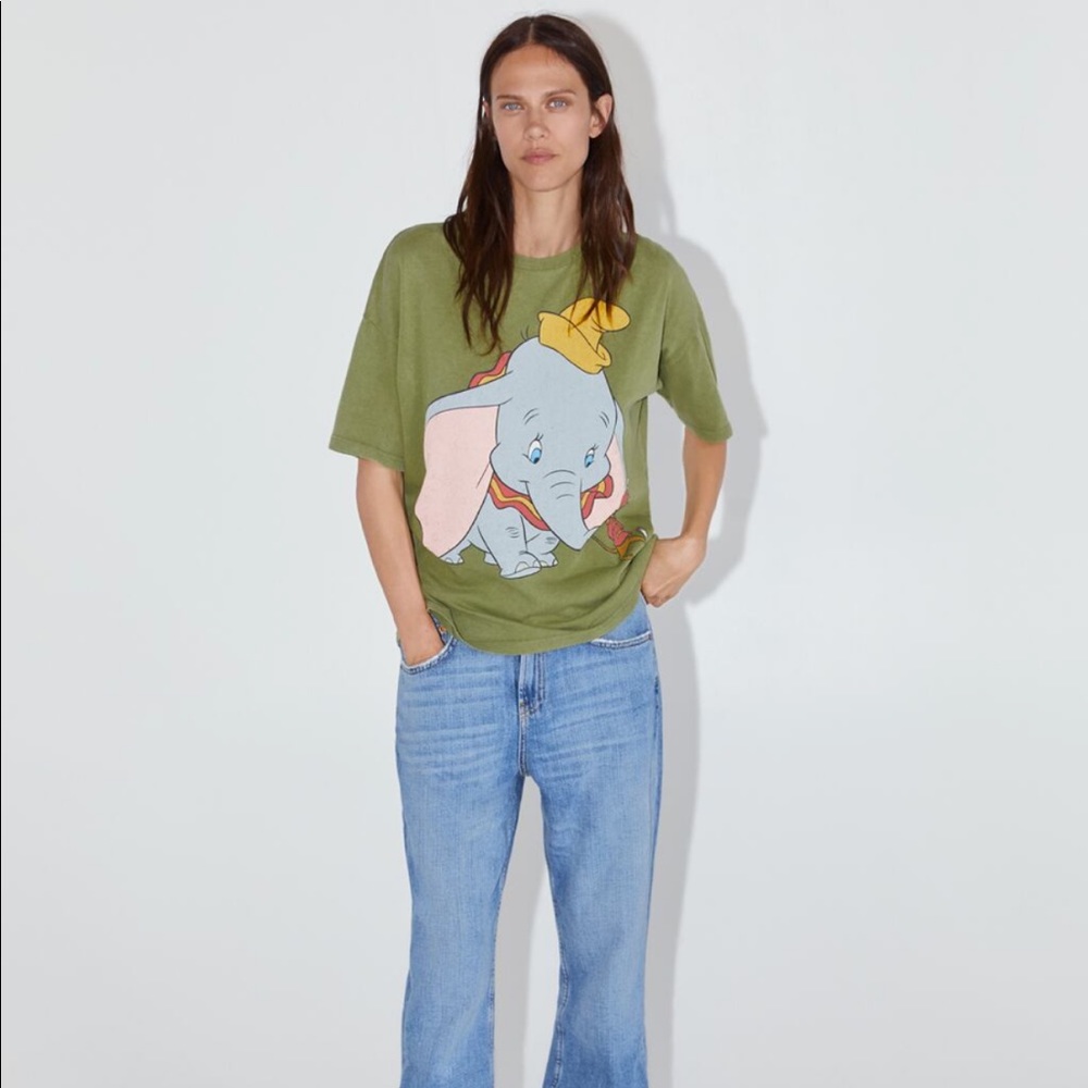 Zara X Disney Collaboration Khaki Dumbo Shirt